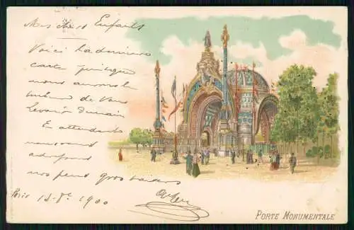 AK Litho Paris, Exposition universelle de 1900 La Porte Monumental 1900 gelaufen