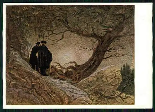 9x AK Künstler Ansichtskarten Caspar David Friedrich mit Hermes Falt Kunst-Mappe