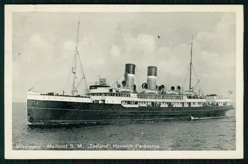 AK Mailboot SM Zeeland Vlissingen Harwich Parkeston Quay Fährschiff 1933 England