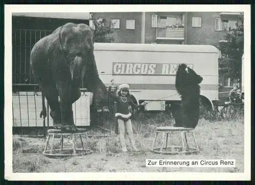 Berlin Erinnerung an Zirkus Renz Darsteller Mädchen mit Elefant und Bär 10x15cm