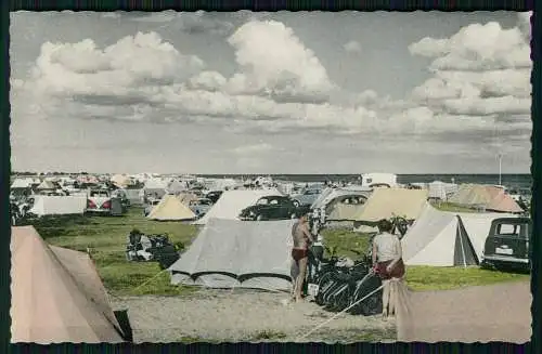 AK Lenste Grömitz in Ostholstein Naturstrand Campingplatz VW Käfer Motorrad Krad