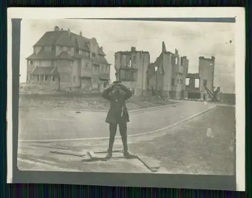 3x Foto 1. WK Belgien Frankreich Soldaten Kriegszerstörung 1915-18