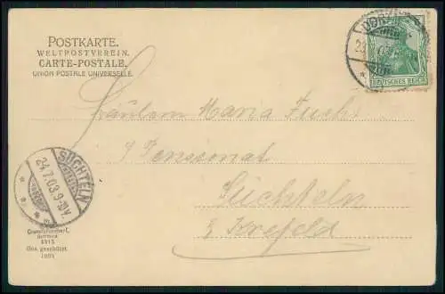 AK Dortmund Partie im Kaiser Wilhelm Hain Eingang Denkmal 1903 gelaufen
