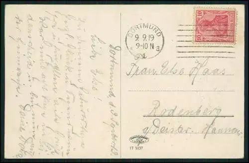 AK Dortmund Ruhrgebiet Partie im Kaiser Wilhelm Hain, Denkmal 1919 gelaufen