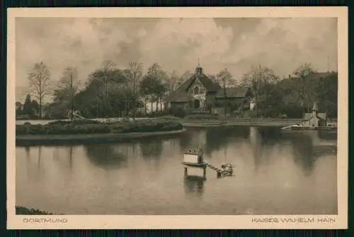 AK Dortmund Kaiser Wilhelm Hain, Blick auf Partie am Teich Entenhäuschen 1925