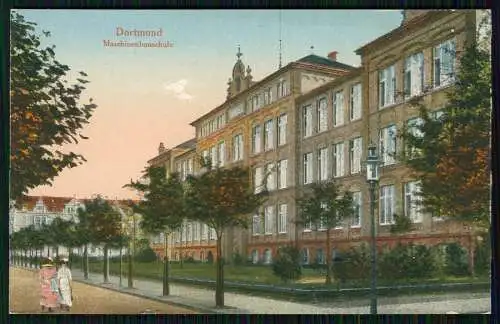 AK Dortmund Königliche Maschinenbauschule, Passanten Spaziergänger  1915