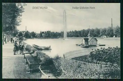 Foto AK Dortmund Kaiser Wilhelm Hain, Blick auf Partie am Teich 1910 gelaufen