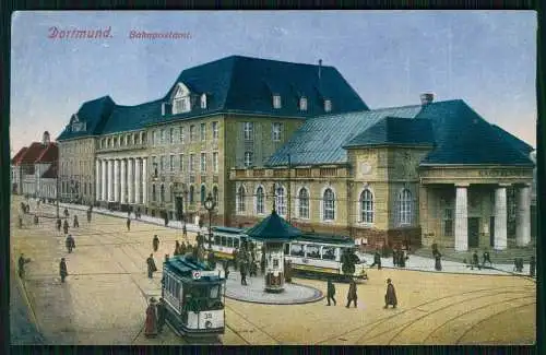 AK Dortmund Partie am Bahnpostamt, Straßenbahn 35 Feldpost 1919 gelaufen