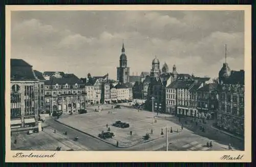 AK Dortmund im Ruhrgebiet Hansaplatz, Markt, Drogerie, Kirche Cekade Karte 1936