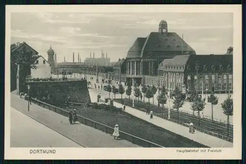 AK Dortmund im Ruhrgebiet Hauptbahnhof vom Fehmlinde Freistuhl 1930