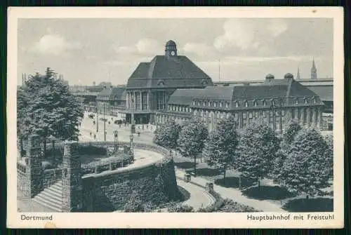 AK Dortmund im Ruhrgebiet Hauptbahnhof vom Fehmlinde Freistuhl 1925