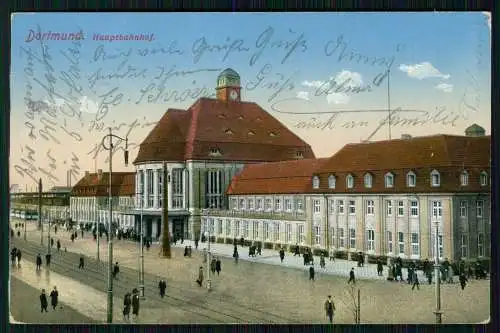 AK Dortmund im Ruhrgebiet Hauptbahnhof, Restaurant v. A. Ulmer 1913 gelaufen