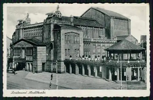 AK Dortmund Stadttheater Straßenansicht Parkanlagen 1939 Bahnpost gelaufen