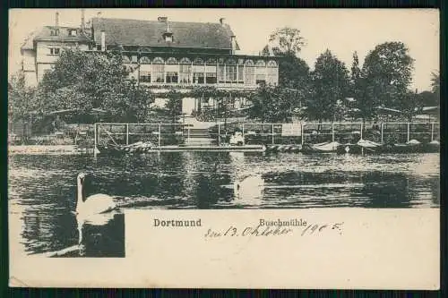 AK Dortmund im Ruhrgebiet, Buschmühle, Ruderboot, Gasthaus 1905 gelaufen