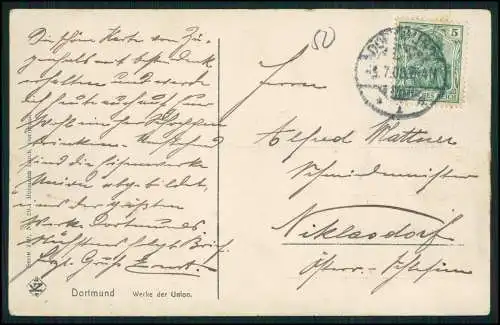 AK Dortmund Union, AG für Bergbau, Eisen- und Stahl-Industrie 1908 gelaufen