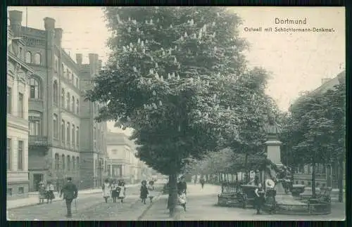 AK Dortmund im Ruhrgebiet, Partie am Ostwall mit Schüchtermann Denkmal 1911 gel.