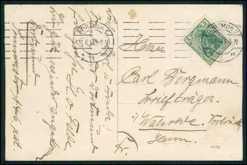 AK Dortmund im Ruhrgebiet Hauptbahnhof Vorplatz Passanten uvm. 1913 gelaufen