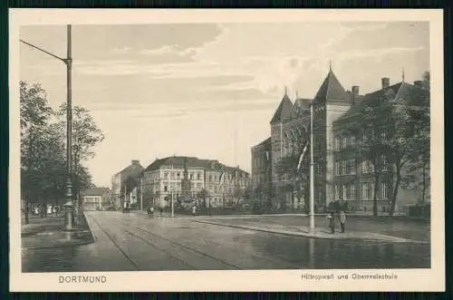 AK Dortmund, Hoher Wall, alte Häuser Passanten Straßenbahnschienen uvm. um 1925