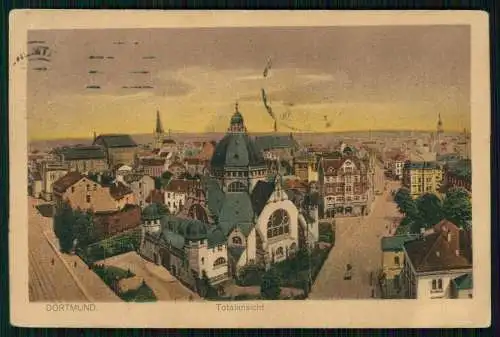 AK Judaika Dortmund, Totalansicht der Stadt, Synagoge 1920 gelaufen