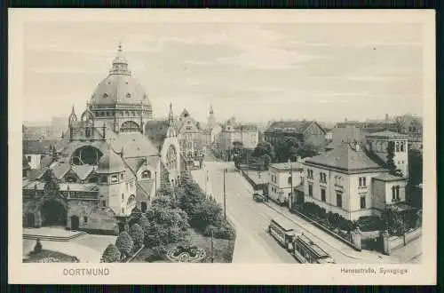 AK Dortmund im Ruhrgebiet Synagoge, Hiltropwall Straßenbahn 1936