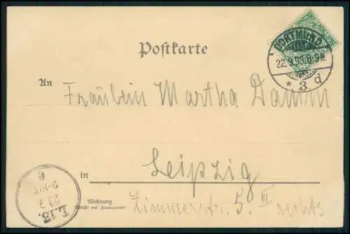 AK Litho Dortmund Hauptbahnhof, Schwanenteich Kronenburg Hauptpost 1898 gelaufen