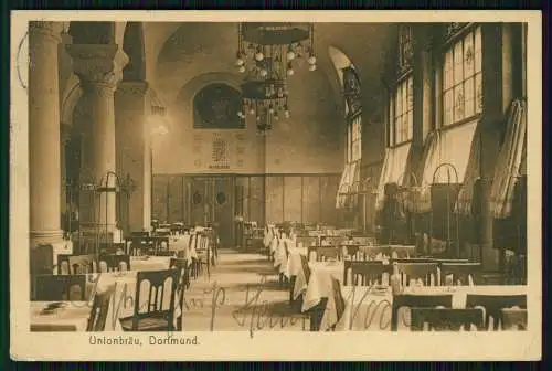 AK Dortmund Restaurant Unionbräu, Mittelbau - Inh. Otto Borstel 1909 gelaufen