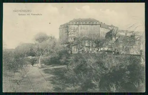 AK Hachenburg Westerwald Rheinland Pfalz, Schloss mit Forstschule 1912 gelaufen