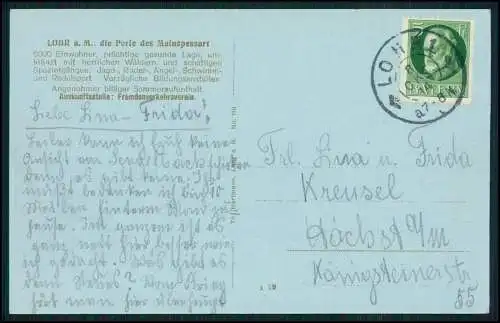 AK Lohr am Main, Mainbrücke, Blick auf den Ort 1914 gelaufen