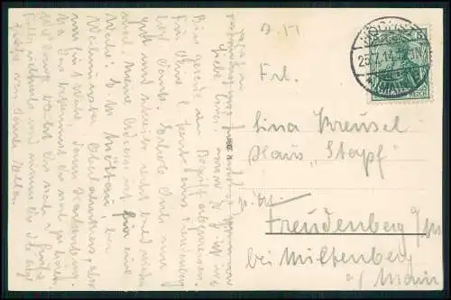AK Frankfurt Stadt von Sachsenhausen gesehen Bartholomäus und Brücke 1914 gel.