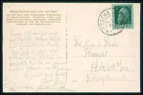 AK Lohr Main, Kloster Mariabuchen mit Buchenmühle 1913 gelaufen