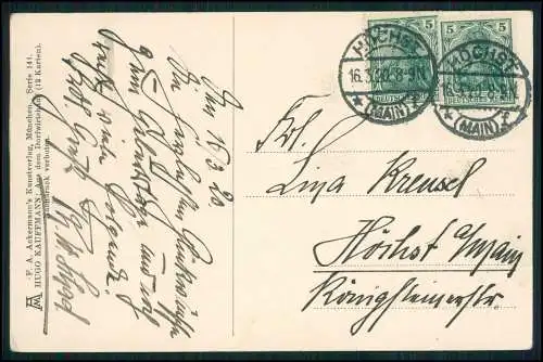 AK Bauernhochzeit Hochzeitsleute Musikanten von Hugo Kaufmann 1920 gelaufen