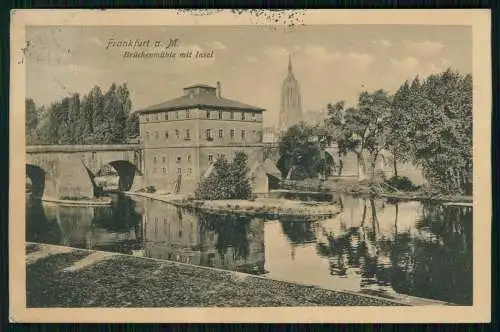 AK Frankfurt am Main Brückenmühle mit Insel 1920 gelaufen