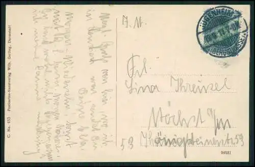 AK Jugenheim an der Bergstrasse Hessen am Freidensbrunnen 1911 gelaufen
