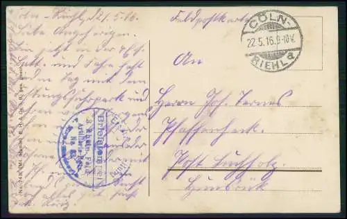 AK 1. WK Wie schön wär's doch beim Militär Soldatenleben 1916 Feldpost Köln gel.