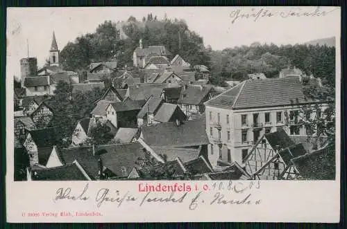 AK Präge Relief Lindenfels im Odenwald, Panoramablick 1905 gelaufen