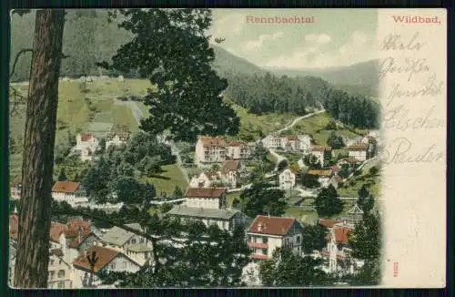 AK Bad Wildbad im Kreis Calw, Ortschaft im Rennbachtal 1904 gelaufen