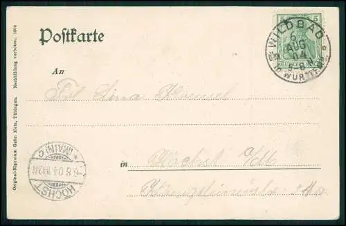 AK Bad Wildbad im Kreis Calw, Ortschaft im Rennbachtal 1904 gelaufen