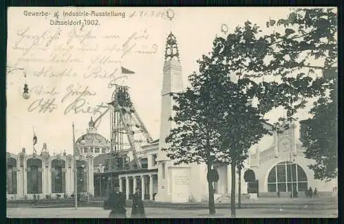 AK Düsseldorf, Industrie und Gewerbeausstellung 1902 gelaufen