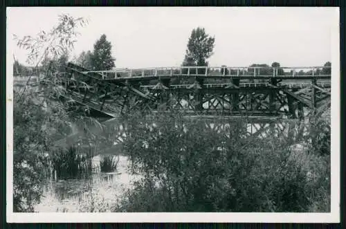 4x Foto AK Wehrmacht Belgien Frankreich Kriegszerstörung Brücken am Fluss