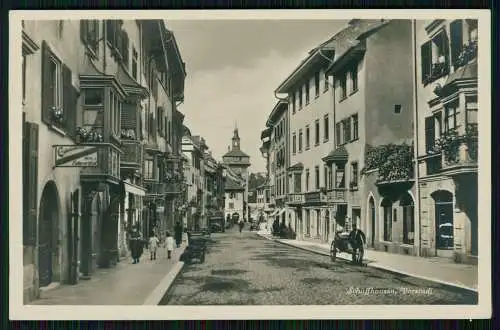 Foto AK Schaffhausen am Rhein Schweiz Blick in die Straße der Vorstadt 1936