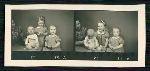 7x Foto 8x4cm fröhlich lachende Kinder mit Eltern uvm. Studiofotografie um 1940