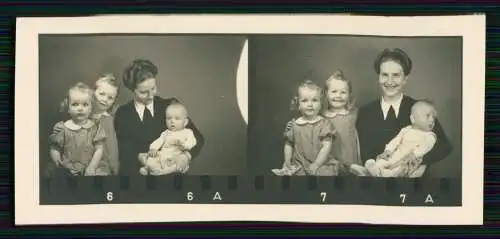 7x Foto 8x4cm fröhlich lachende Kinder mit Eltern uvm. Studiofotografie um 1940