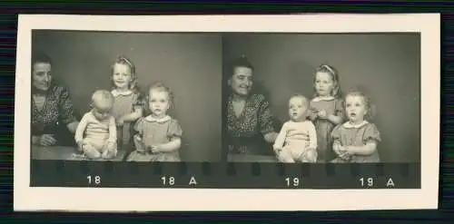 7x Foto 8x4cm fröhlich lachende Kinder mit Eltern uvm. Studiofotografie um 1940