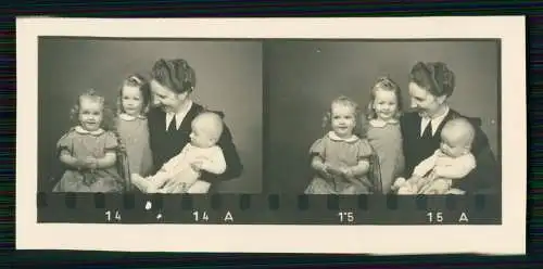 7x Foto 8x4cm fröhlich lachende Kinder mit Eltern uvm. Studiofotografie um 1940