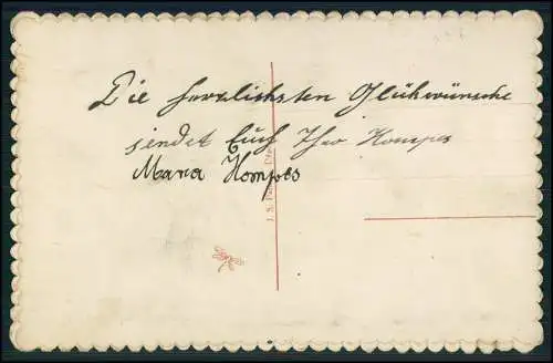 AK Seidenstick Ansichtskarte Postkarte Violette Blume Hufeisen um 1910