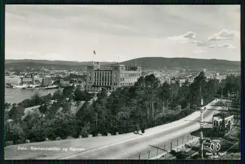 Foto AK Oslo Norway Havnen med Sjomannskolen