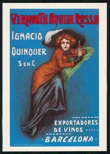 Postkarte Vermouth Aquila Rossa Ignacio Quinquer Exportadores Vinos Barcelona ..