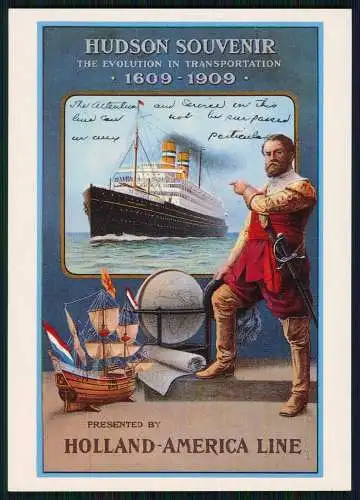 AK Postkarte - Hudson Souvenir - Holland - America Line - God Old Days