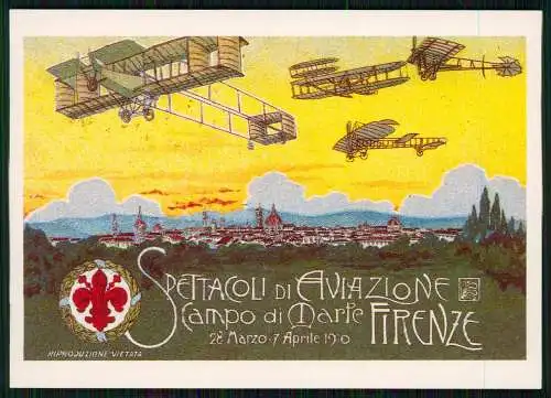 AK Postkarte - SPETTACOLI DI AVIAZIONE CAMPO DI MARTE FIRENZE 1910