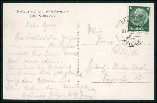 AK Salmrohr Salmtal Gasthaus u. Branntweinbrennerei Esch-Grunewald 1938 gelaufen
